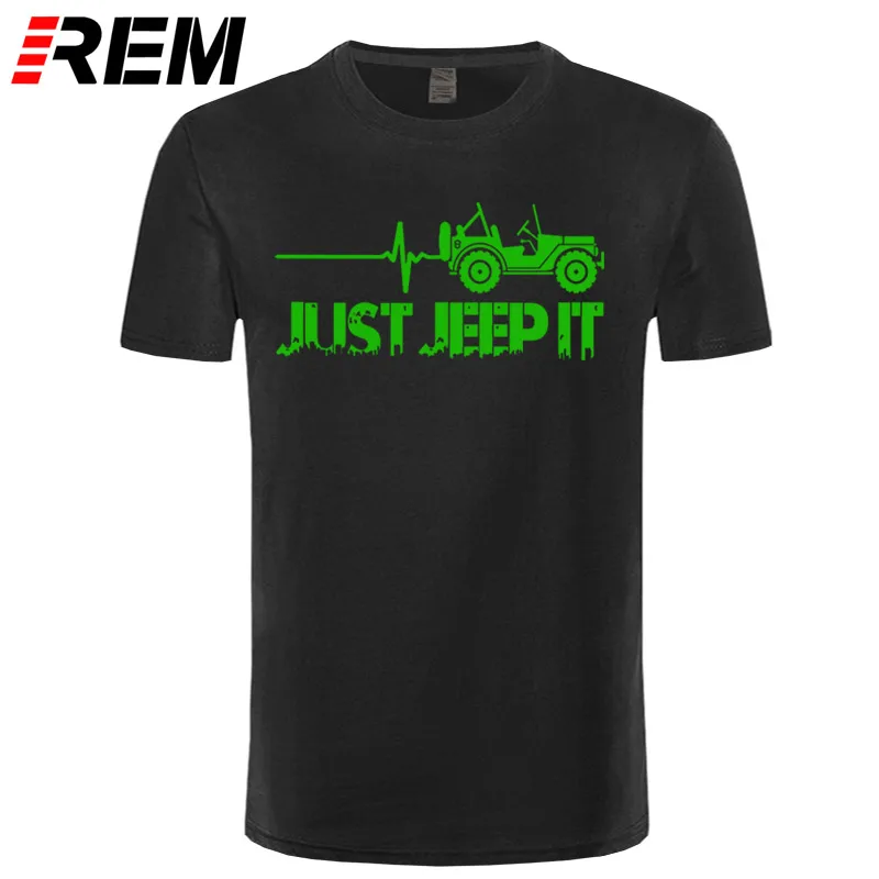 black green Футболка с принтом «Just Jeeps It Heartbeat», новая модная летняя футболка с круглым вырезом и надписью «Sunlight» - Цвет: black green