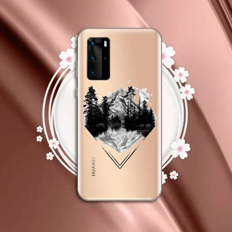 

Paesaggio della bussola del tatuaggio Phone Case Transparent for Huawei P honor 8 10i 20 30 40 smart 2019