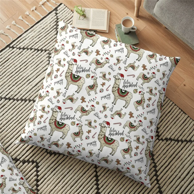 

Merry christmas Cushion cover Cartoon llama pattern Printed 45*45cm Christmas Pillowcase Gifts Xmas Cushion Decorative for home