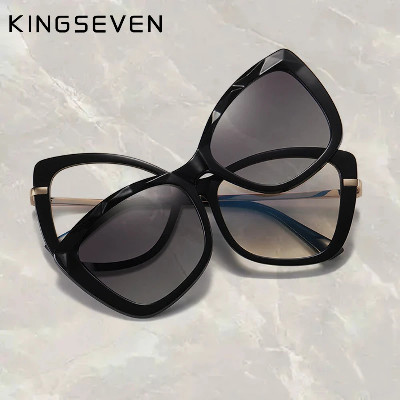 

KINGSEVEN Anti-Blue-ray Glasses For Women Detachable Retro Glasses Frame Magnetic UV Blocking Eyewear 9585