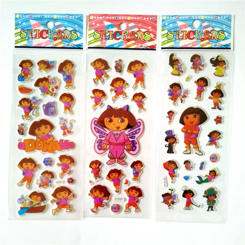 

60 Sheets Hot 3D Cartoon Little Girl Dora the Explore Stickers for Cars Styling DIY Kids Educational Toys Birthday Gift