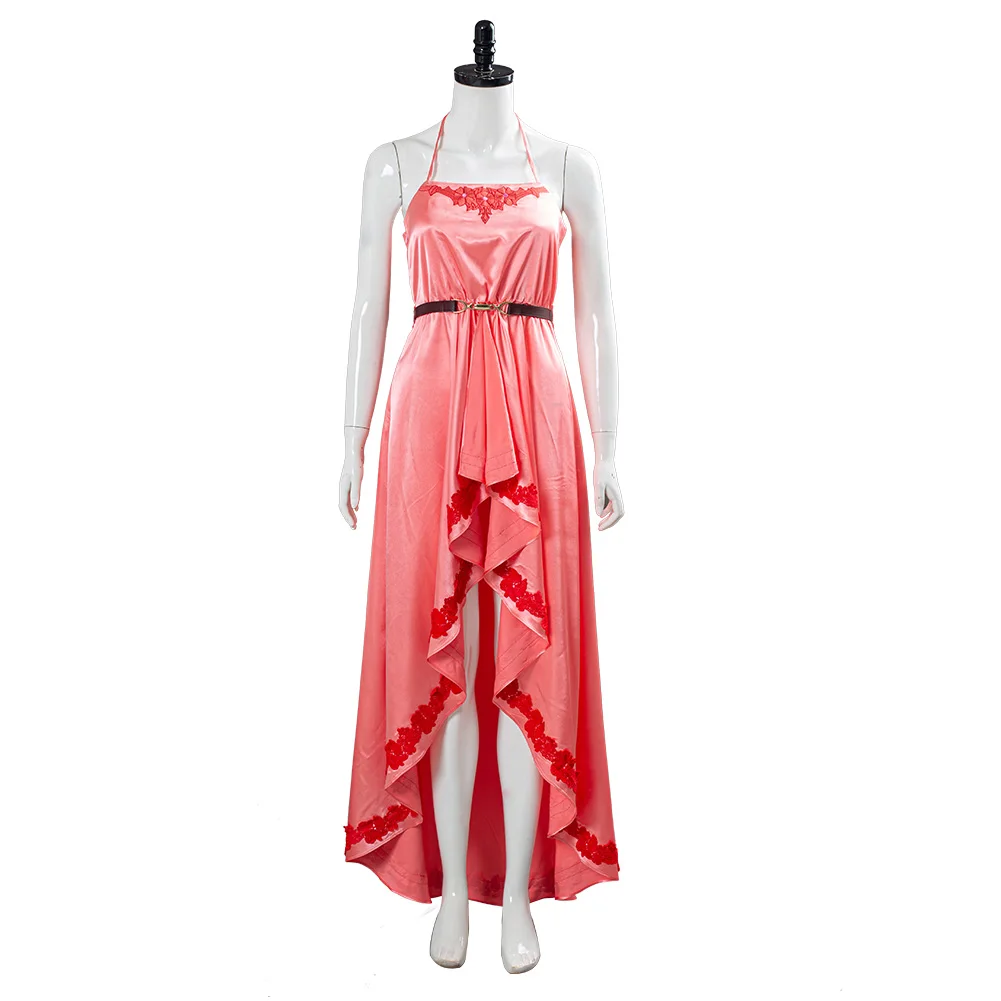 Final Cosplay Fantasy VII:7 Remake Aerith Wall Market the Inn Персиковое розовое длинное платье с лямкой на