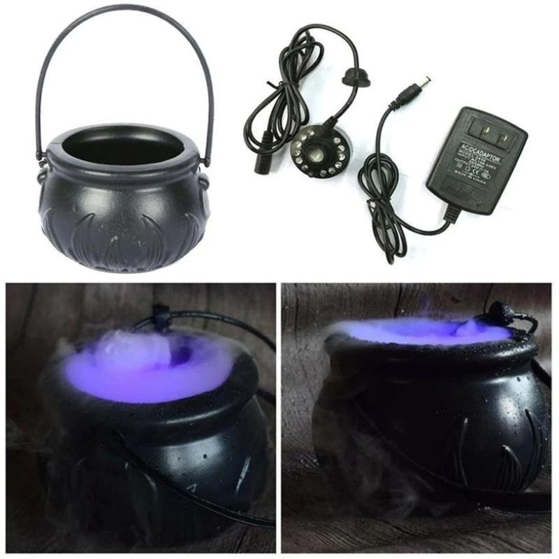 

NEW Halloween Cauldron Mister Mist Maker Smoke Fog Machine Color Changing Party Horror Atmosphere Props Halloween Witch Atomizer
