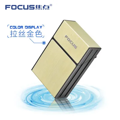 YH-035 gold case Фокус Абсолютно держатель Ciagrette коробка со съемными USB электронными зажигалками Беспламенное ветрозащитное табачное портсигар чехол зажигалки - Цвет: YH-035 gold case