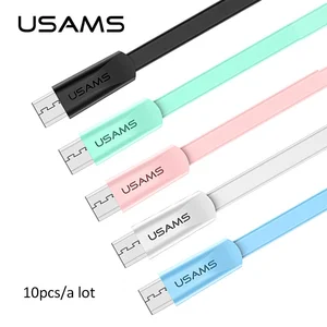 usams 10pcsa lot 1 2m 2a flat micro usb mobile phone cable for samsung xiaomi huawei honor data sync android cable wire cord free global shipping