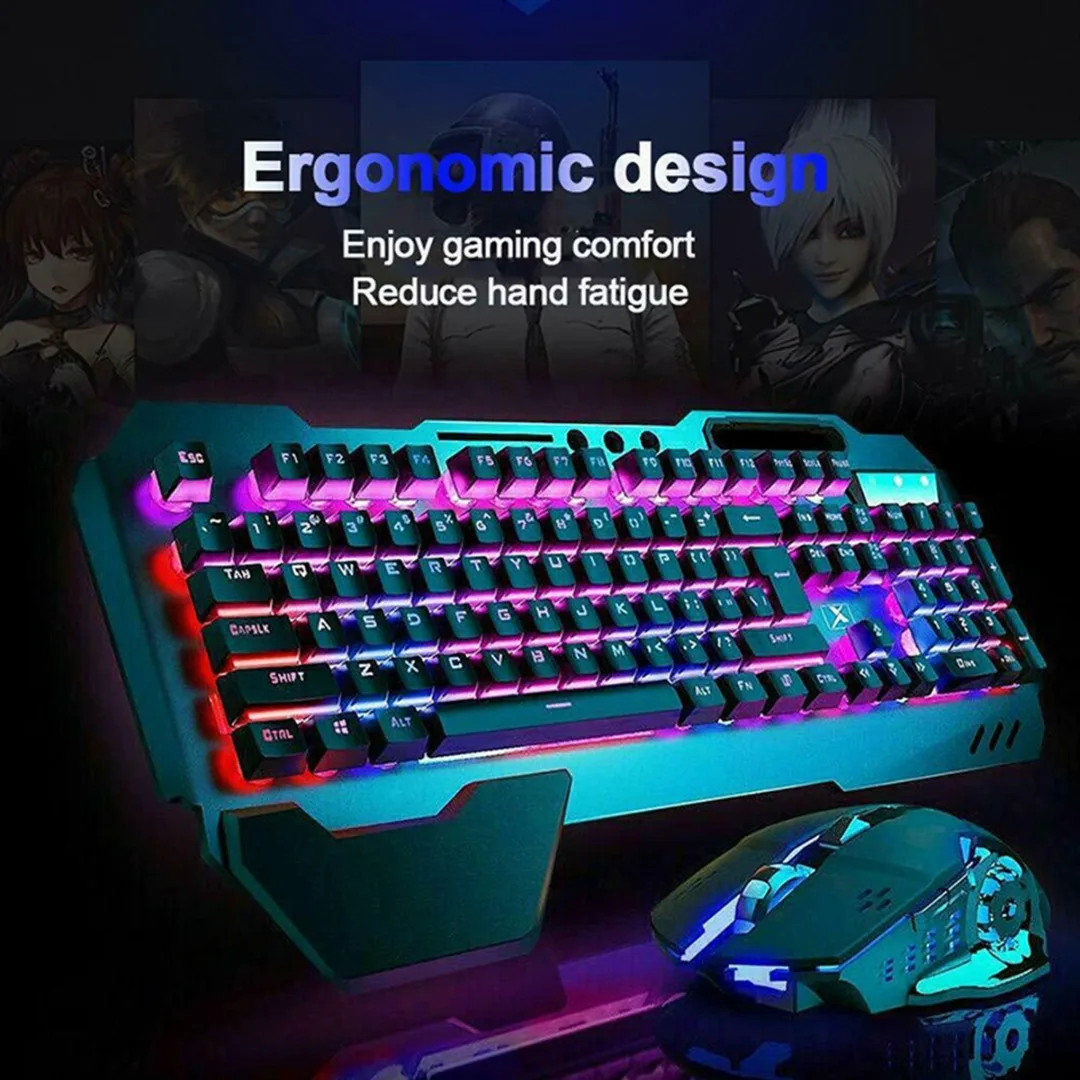 

For Notebook Laptop Desktop PC Wireless Gaming Keyboard with LED Breathing Backlight And 2400DPI Silent Games Mouse Kit Pohiks