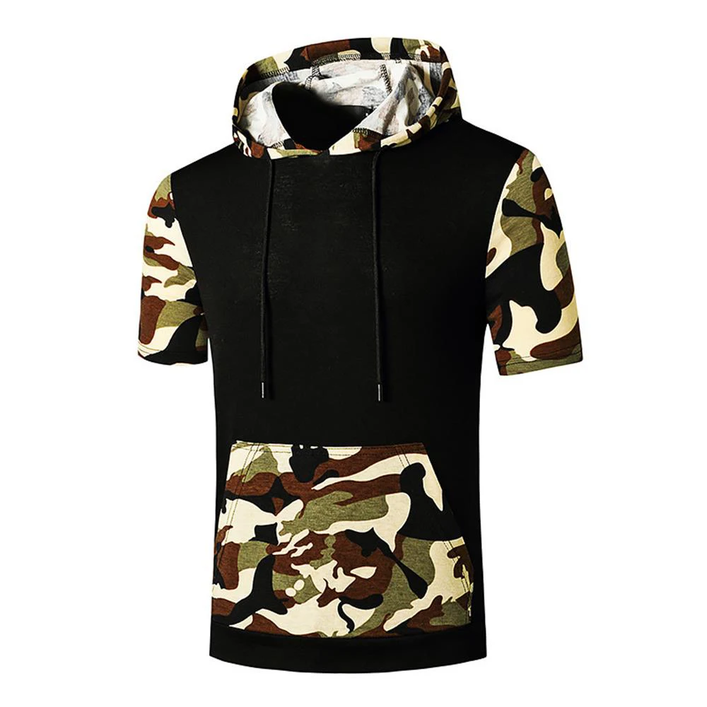 

Sports Short Sleeve Camouflage Print Men's T-shirt Cool in Summer 2021 Round Neck With a Hat Casual Loose Clothes for Man