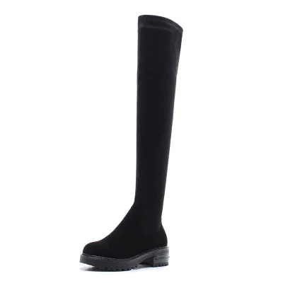 

2020 Autumn/Winter New Skinny Over-The-Knee Stretch Boots Women's Tall And Thin Thick-Soled Long-Tube Flat-Bottomed Knight Boots