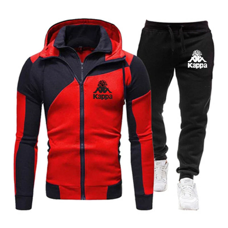 

2021 autumn and winter brand fashion men's sets two-piece sportswear men's hooded jacket outdoor sports pants zipper men's suit