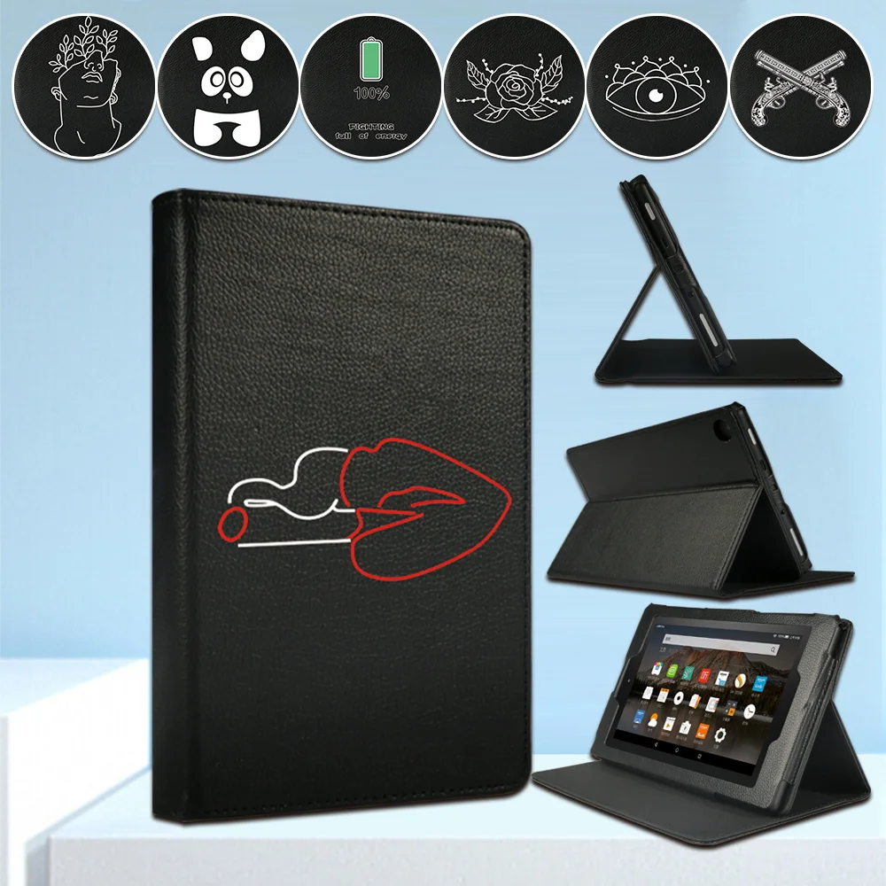 

For Amazon Fire HD 8 (6th/7th/8th)/HD 10(5/7/9th Gen)/Fire 7(5th/7th/9th) Anti-fall Front Bracket Tablet Case White Image Series