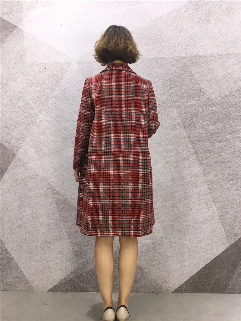 Женское Свободное пальто в клетку шерстяное модное дикое теплая ветровка