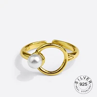 925 sterling silver rings for women pearl circle vintage gold wedding trendy jewelry large adjustable antique rings anillos