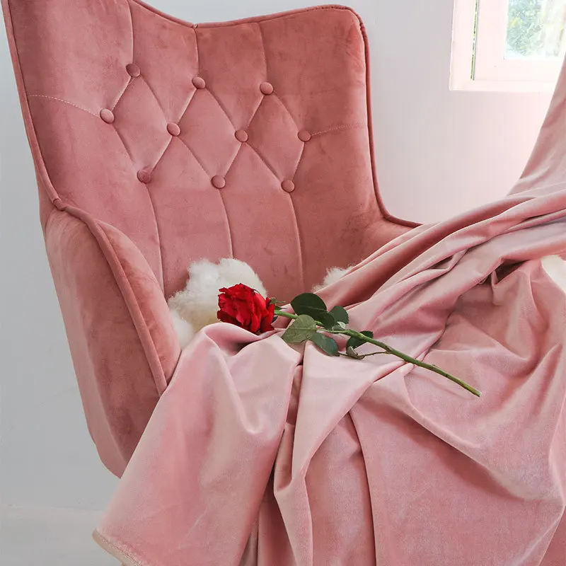 

Curtains for Living Room Bedroomt Dirty Pink Curtains Light Luxury Velvet Light-Shielding Flannel Minimalist Curtain Fabric