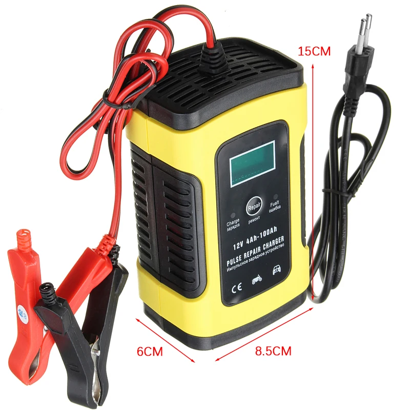 

100-240V 12V 6A Automatic Intelligent Pulse Repair With LCD Lead AGM GEL WET Lead Acid Battery Charger For Truck Car Motorcycle