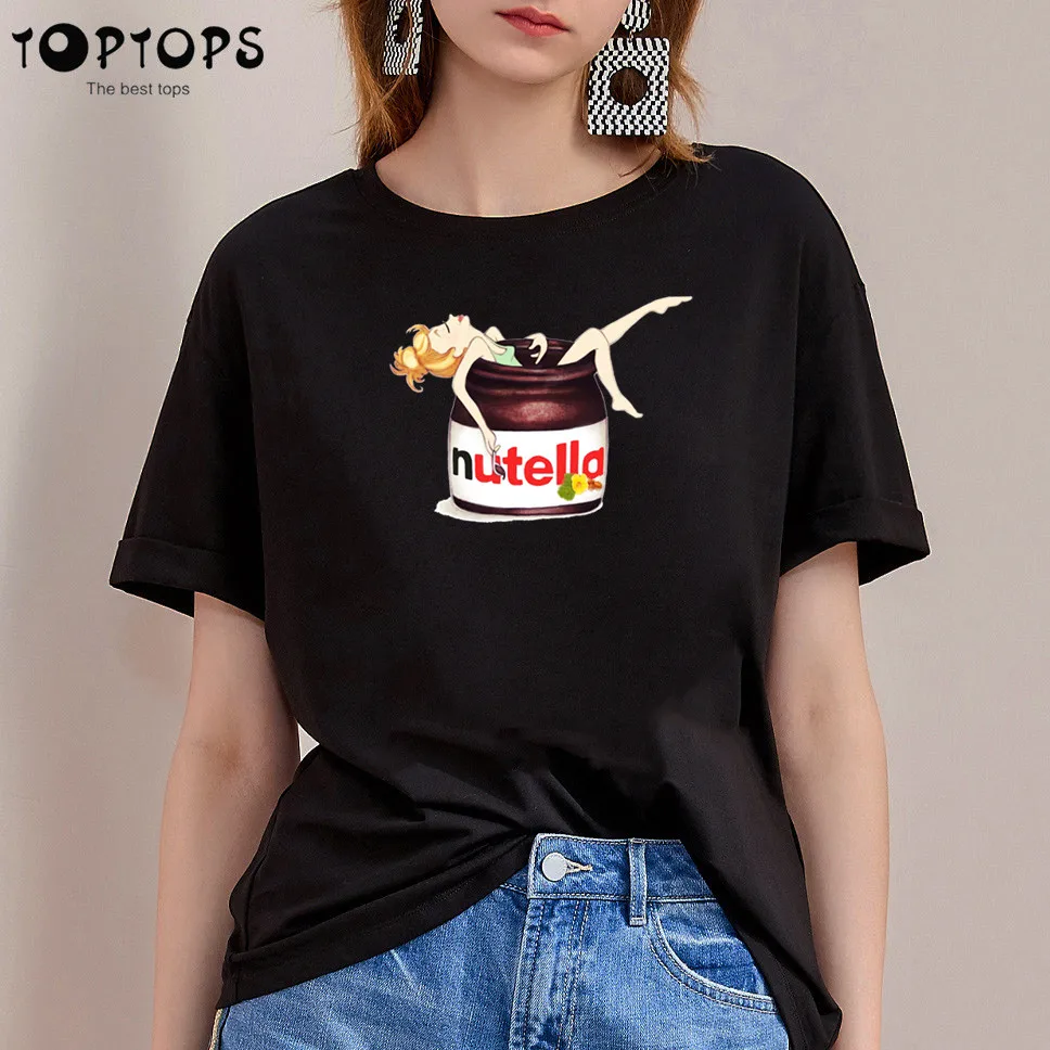 Женская футболка с принтом Nutella модная повседневная графическим в Корейском