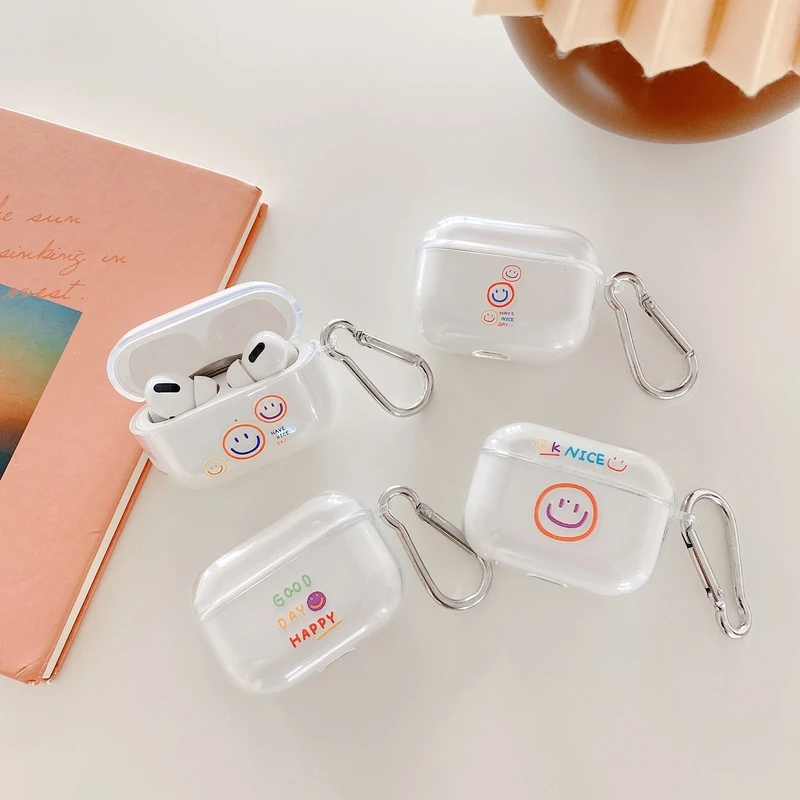 

Korea Cute Cartoon Smile Cases For AirPods 1 2 Pro Case Transparent Soft TPU Bluetooth Earphone Charging Box for Air Pods 1 3