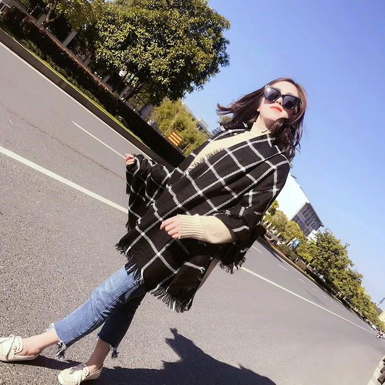 Черно-белый клетчатый шарф красная решетка имитирует кашемировый кондиционер