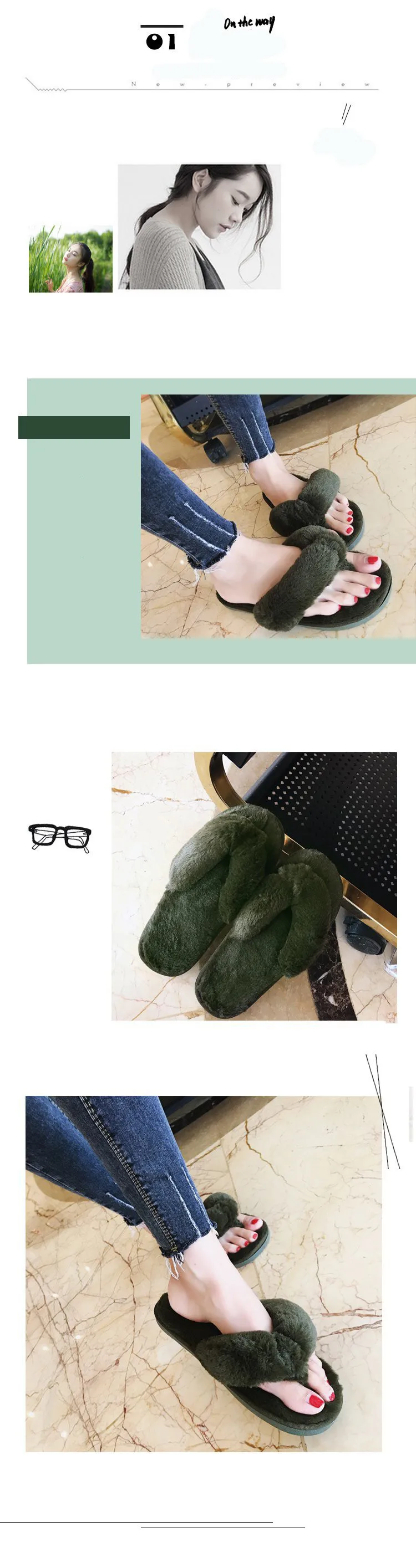 Женские зимние теплые хлопковые тапочки; модные Pantufa; черный плюшевый Вьетнамки; женские меховые шлепанцы; женские пушистые домашние меховые Тапочки