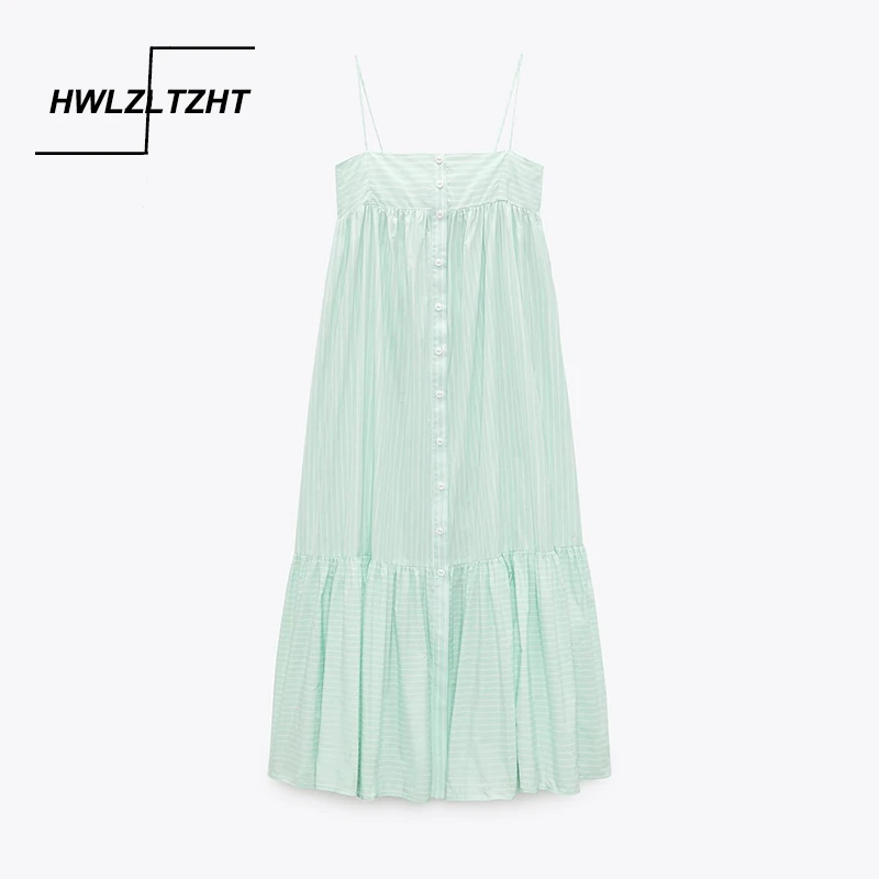 

Платье в полоску HWLZLTZHT, без рукавов, на бретельках, с открытой спиной, пикантное вечернее платье, женское эластичное свободное плиссированно...