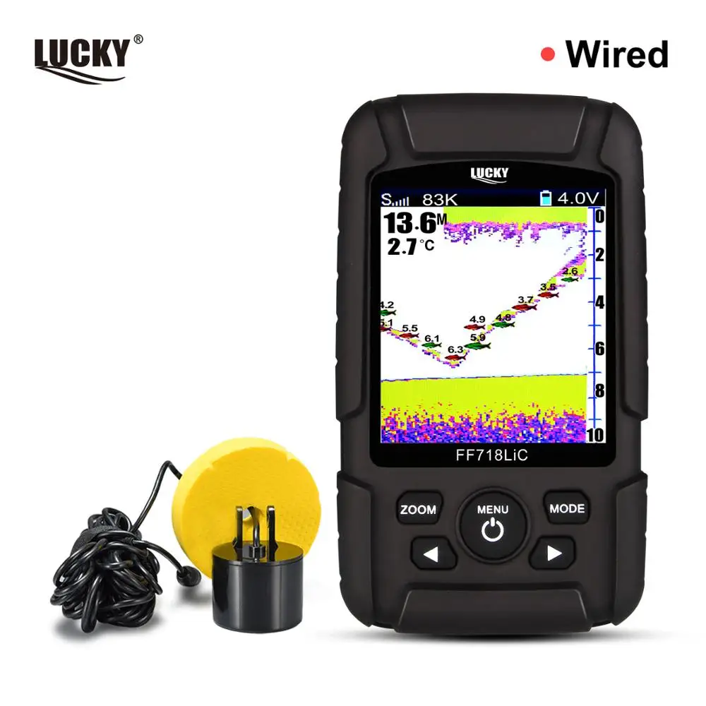 Русскоязычное меню! LUCKY FF718LiCD-T 2," цветной lcd Портативный рыболокатор 200 кГц/83 кГц двойной звуковой Локатор частота 328ft