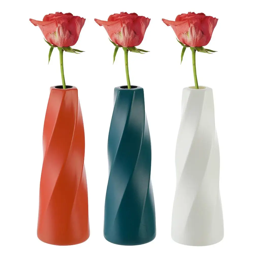 

Flower Vase Decoration Home Plastic Vase White Imitation Ceramic Flower Pot Flower Basket Nordic Decoration Vases For Flowers