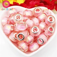 10pcs color resin silver plated large hole spacer beads european style fit pandora charm bracelet women for diy jewelry making