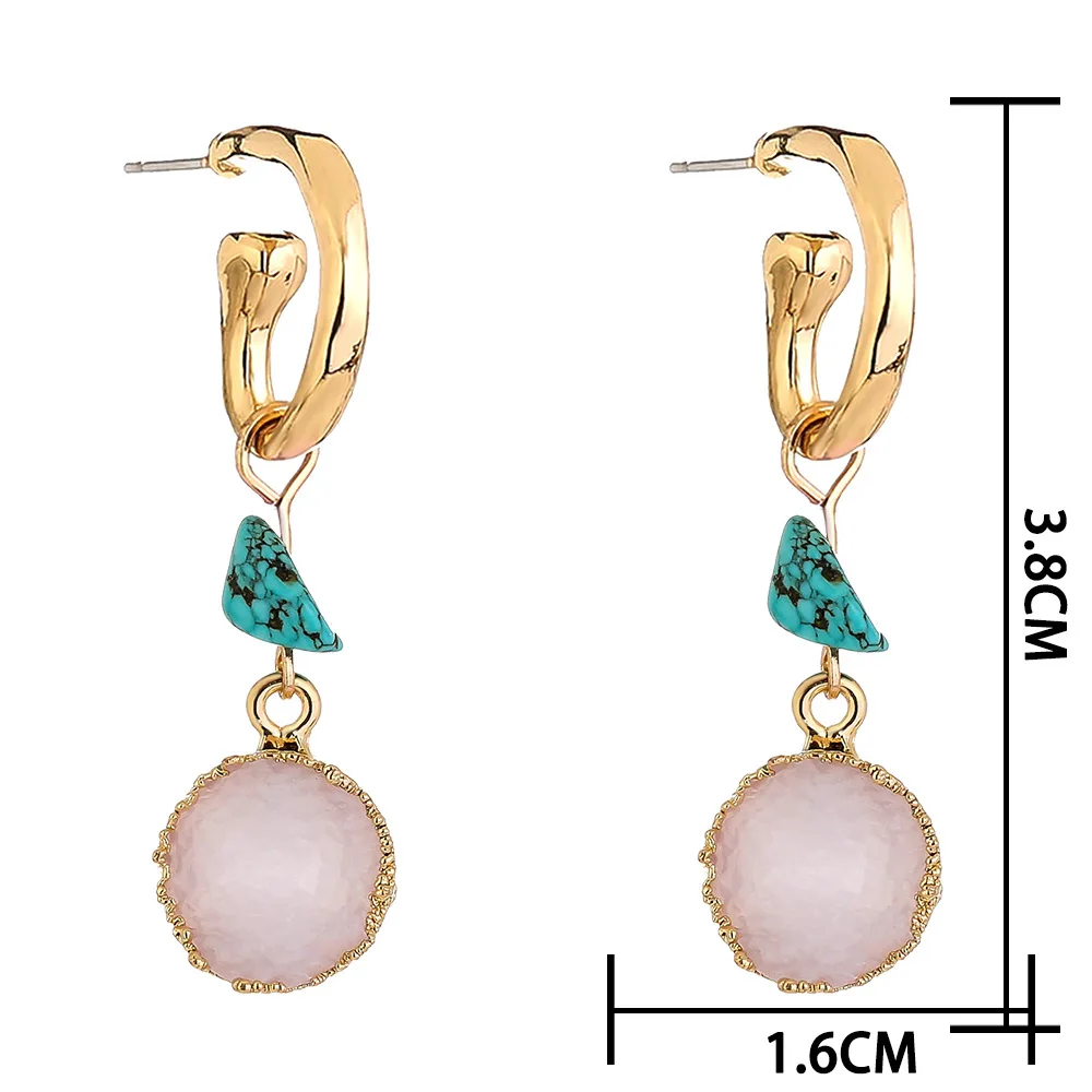 Висячие серьги в европейском стиле с бирюзовым рисунком универсальные ювелирные