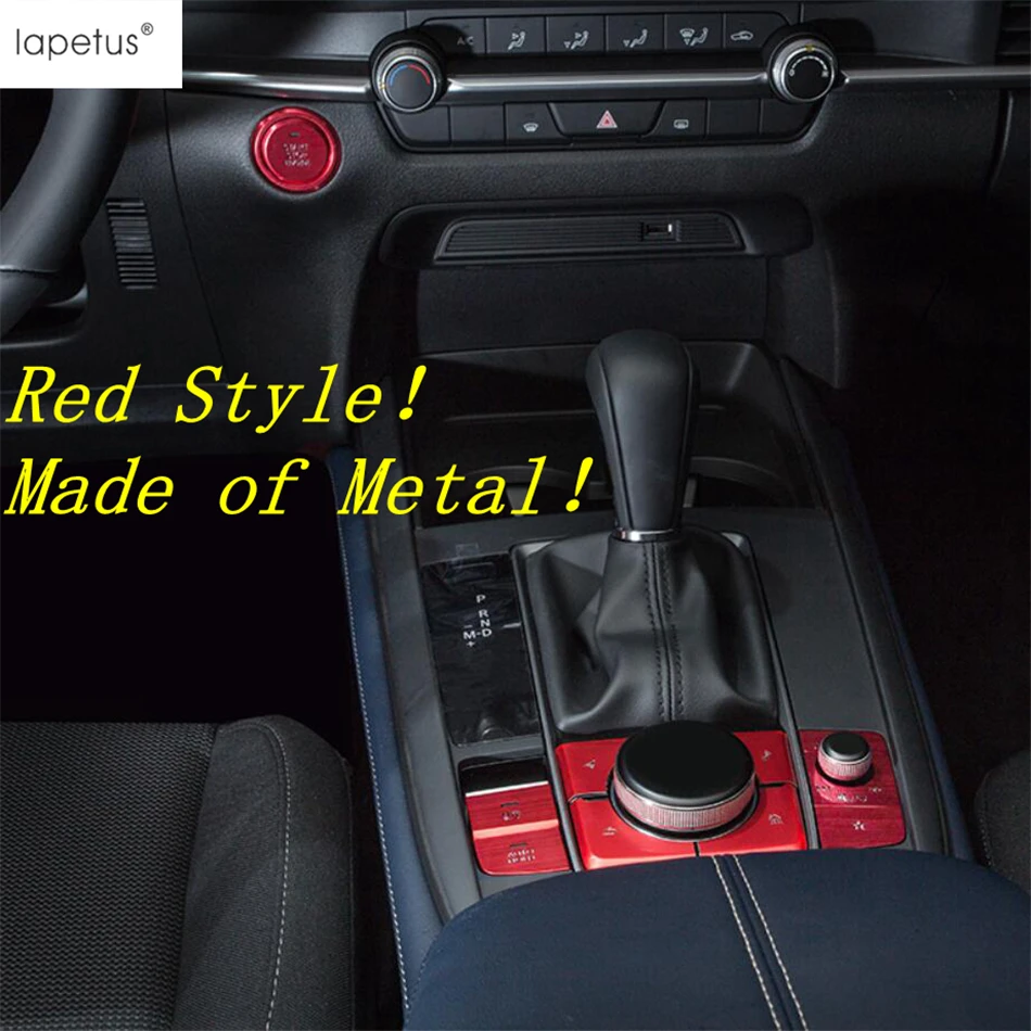 Start Stop Push Button Ring / Shift Gear Panel Frame Metal Blue Red ABS Interior For Mazda 3 2019 - 2021 CX-30 2020 2022 | Автомобили и