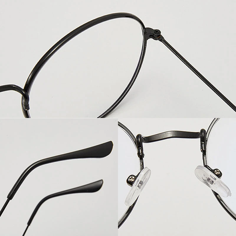 

Round Spectacle Metal Frame Clear Lens Glasses Flat Mirror Decorative Glasses Frame For Women Student Circle Eyewear Eyeglasses