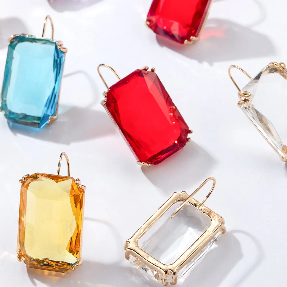 

Transparent Resin Pendant Dangle Earrings For Women Vintage Geometry Square Acrylic Hanging Earring Wedding Jewelry