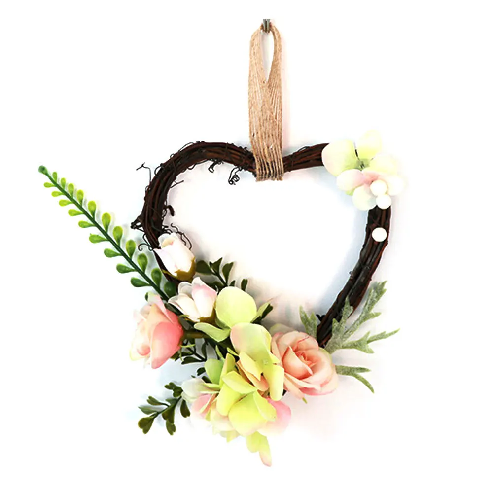 

Весенний цветочный венок в форме сердца, розы, украшение для вечеринки, дома, Свадебный декор для стола, входной двери, Настенный декор