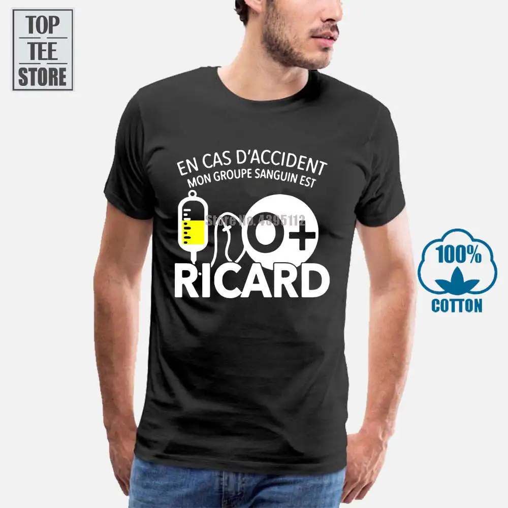 En Cas D Accident Mon Groupe Sanguin Est O Ricard футболка с круглым вырезом и персонажем отличная Kawaii