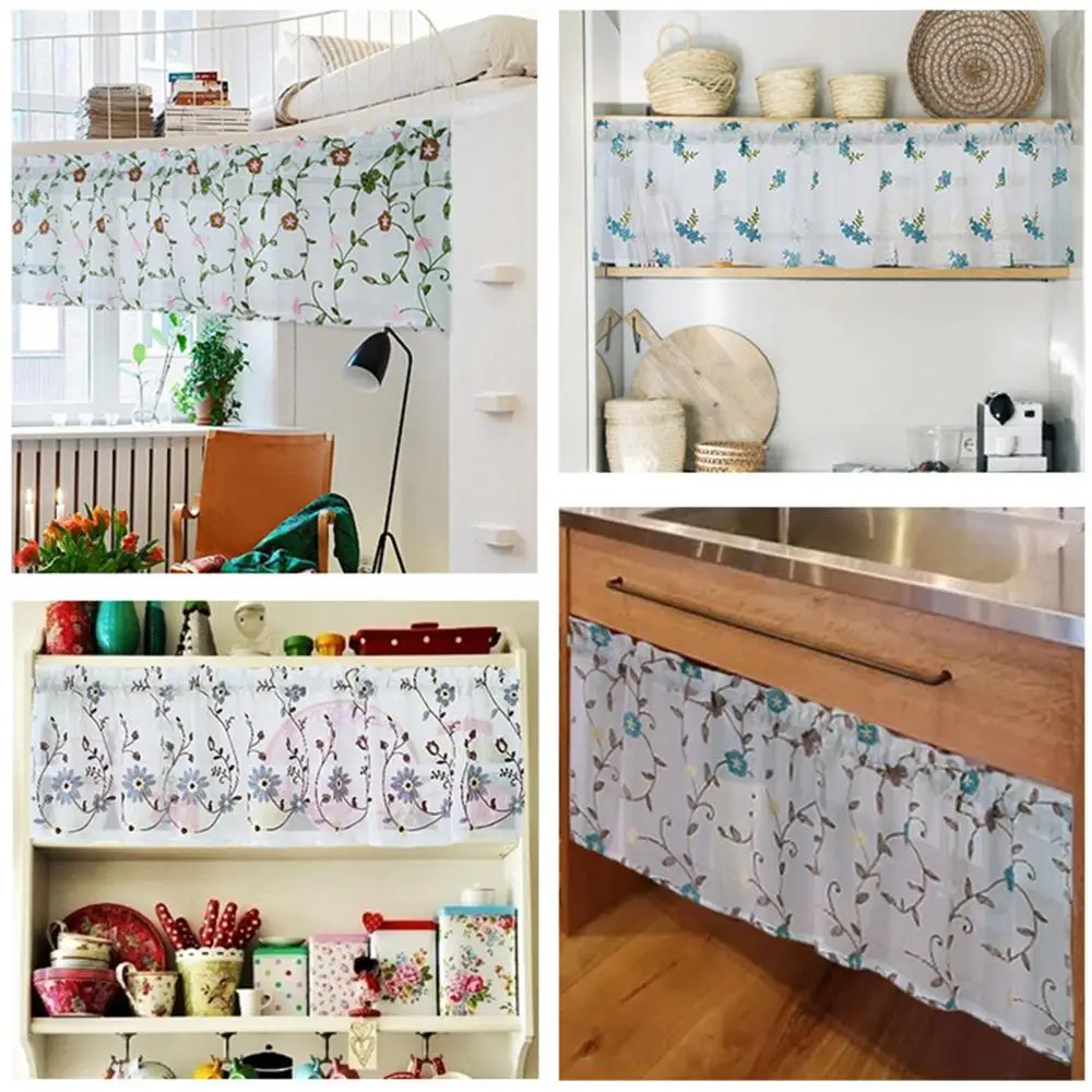 Короткая занавеска с цветочным узором украшение для дома кухни кафе магазина