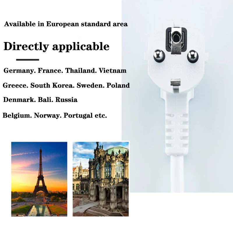 2 Round Pin EU RUS Plug Power Strip Switch 5 M Extension Cord Cable 6 Outlets No USB Electrical With Voltage Protector Socket images - 6