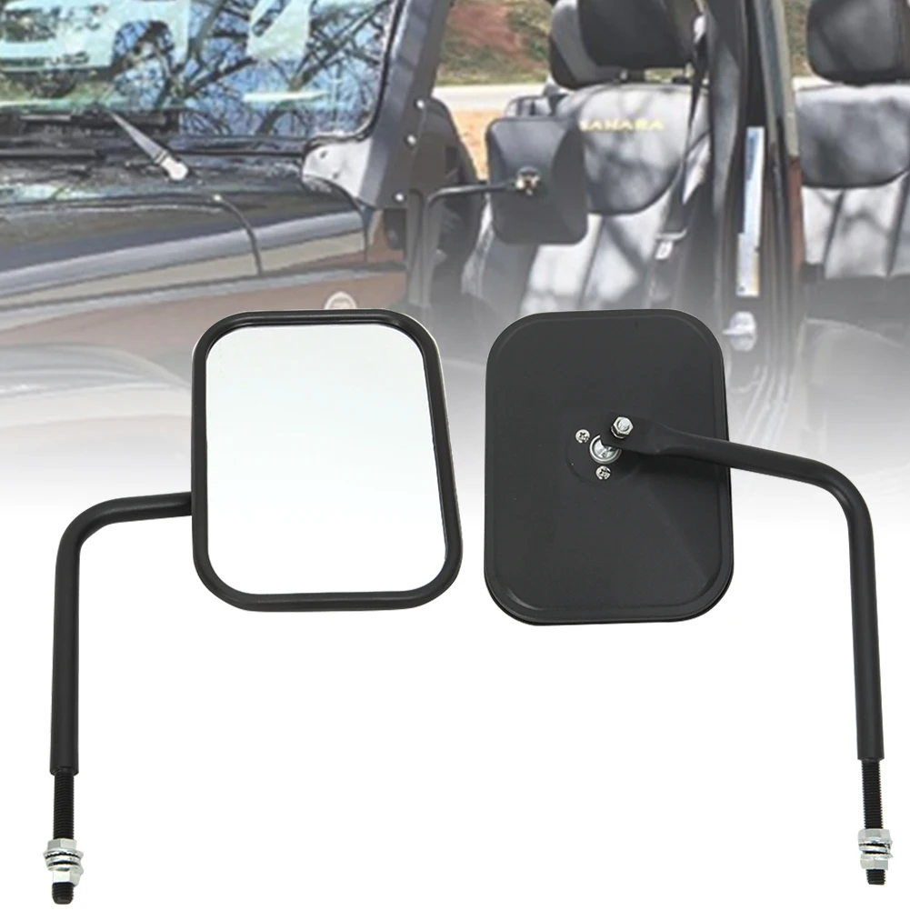 2PCS Adjustable Replacement Shake Proof Side View Door Off Mirror Bolt On Rectangular Accessories Hinge Mount For Jeep JK JL JT |