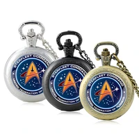 vintage united federation of planets glass starfleet command cabochon quartz pocket watch