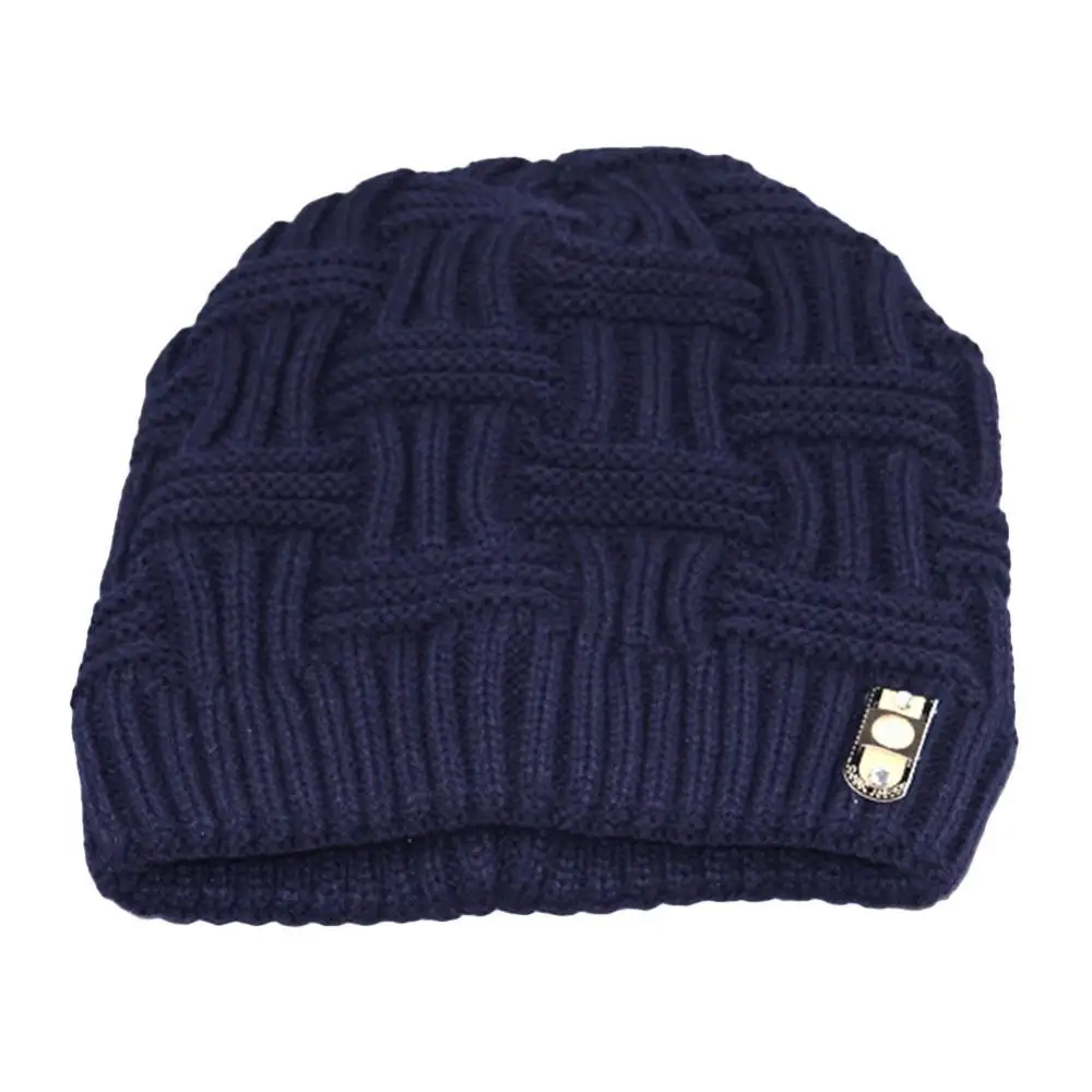 

Мужские модные зимние облегающие шапки головной убор вязаная шапка мягкая однотонная оплетка теплая шапка