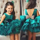 Охотничьи платья с зелеными цветами для девочек на свадьбу 2020 Пышная юбка до колен с оборками наряды для конкурса платье на день рождения для девочек