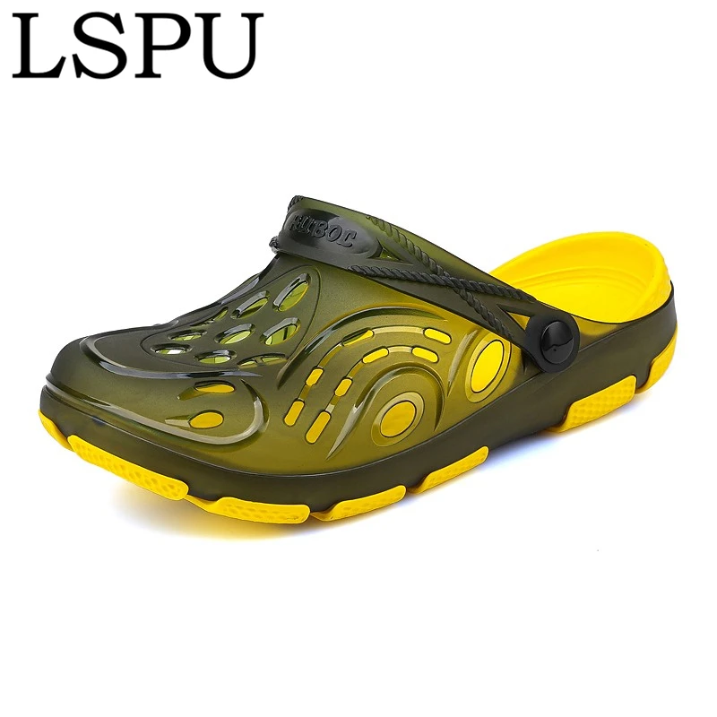 Мужские легкие шлепанцы для пляжа летние дышащие без застежки воды мюли большие