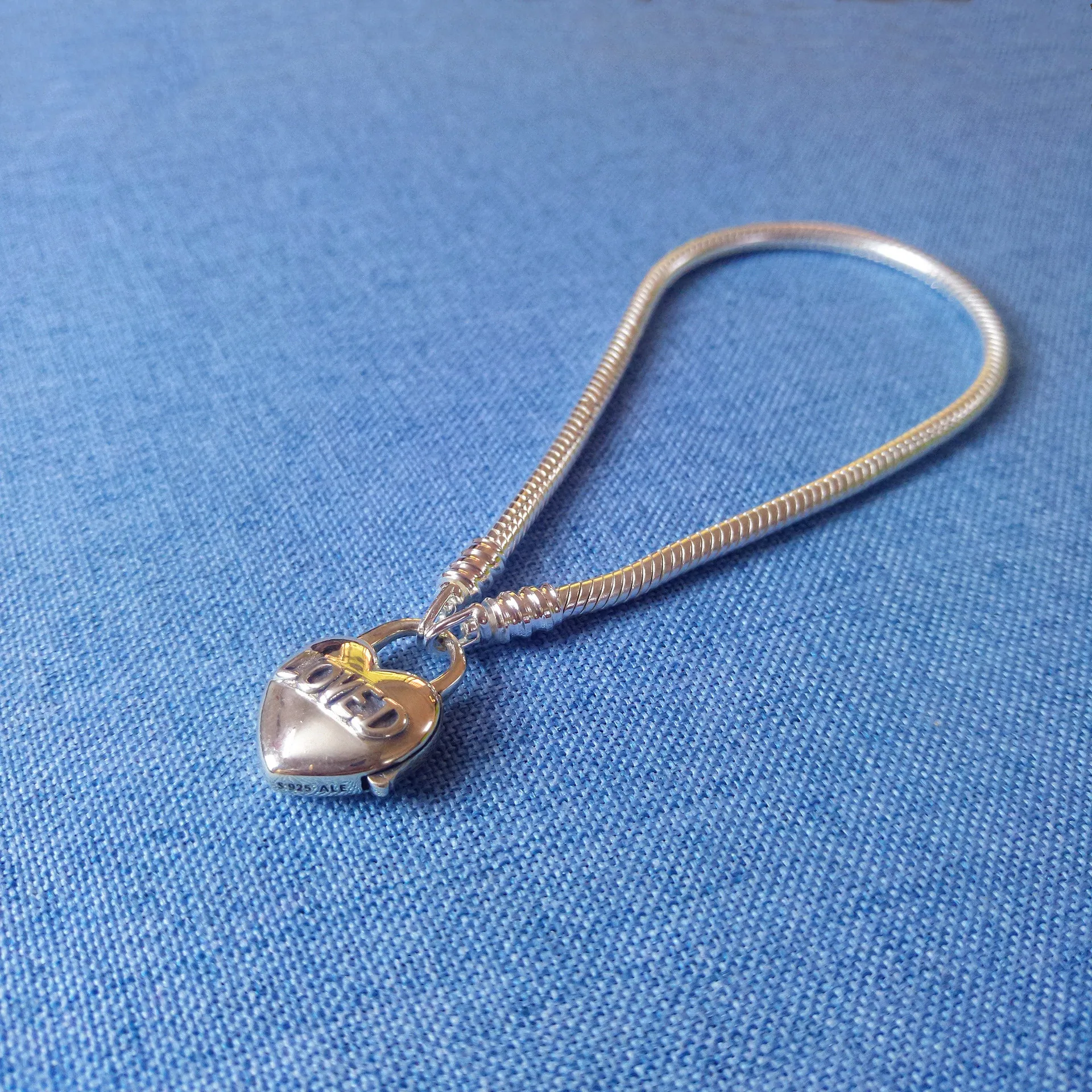 

Fashion Fit Original Pan S925 Sterling Silver Moments Bracelet Heart Lock Women Charm Beads Snake Chain Bracelets Jewelry