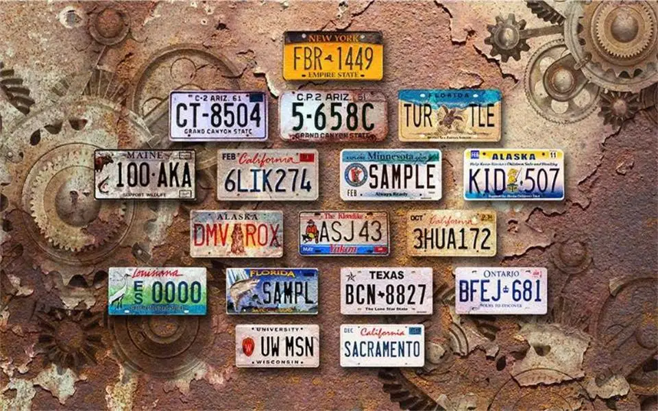 custom size 3d photo wallpaper mural room mechanical retro license plate bar picture sofa TV backdrop for wall | Обустройство дома