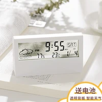 nordic led silent smart weather electronic clock ins desktop clock perpetual calendar desktop transparent student alarm clock