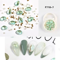 1 box mixed rhinestone natural crystal stone pearl steel ball rivet shell stone charm jewelry diy manicure design accessories