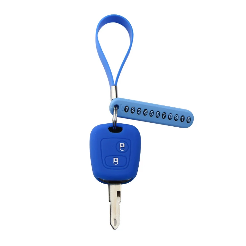 

2buttons Silicone Key Case Cover Key Chain Number Card Fit FOR Citroen C1 C2 C3 C4 XSARA PICASSO for Peugeot 106 107 206 207 307