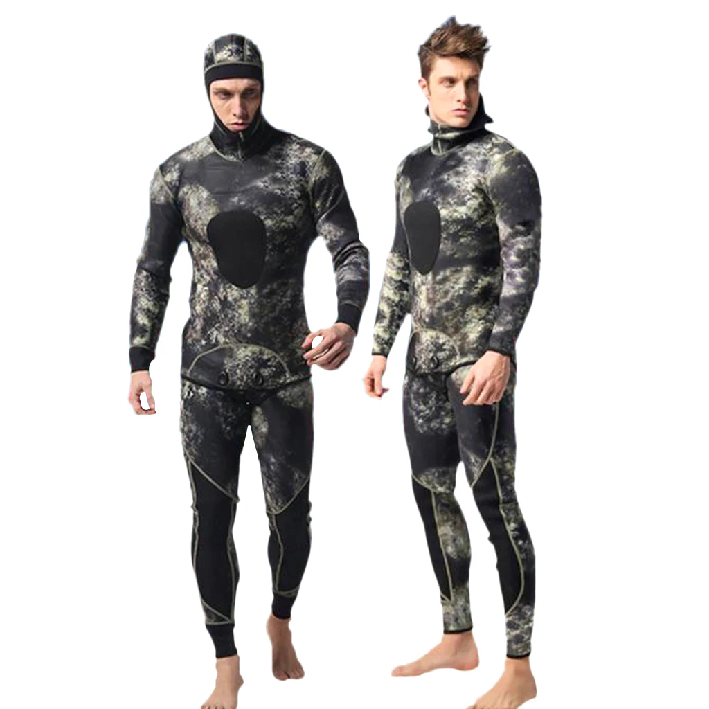 Premium Spearfishing Wetsuits 3mm Neoprene 2-Pieces Hoodie Snorkeling Full Suits Long Sleeve Wetsuit Top for Men Women | Спорт и