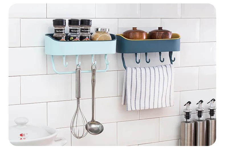 

Punch-free Bathroom Shelves with Hook Wall-Mounted Bathroom wall storage rack Bathroom Organizer Storage Rack Accessories