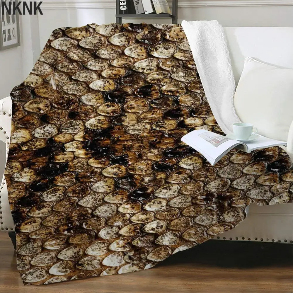 

NKNK Snake Skin Blankets Harajuku Bedspread For Bed Brown Thin Quilt Art Bedding Throw Sherpa Blanket New High Quality Pattern