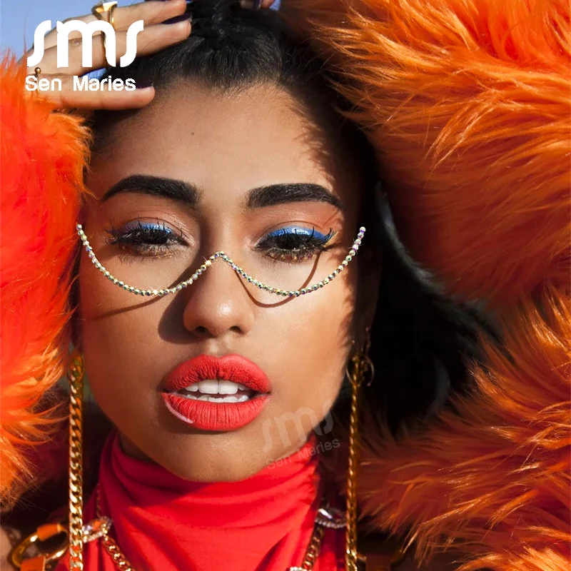 Женская винтажная оправа в стиле стимпанк изогнутая для очков с кристаллами