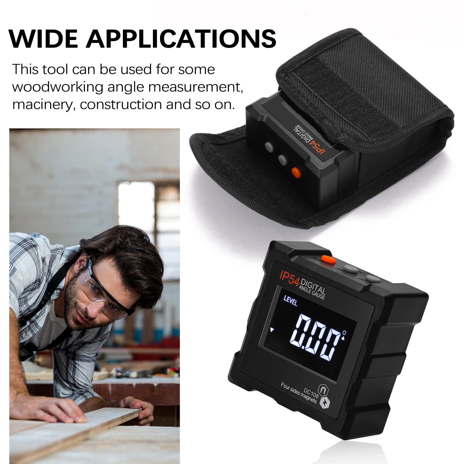 

Portable 4*90 IP65 Waterproof Level Finder Digital Protractor Inclinometer Digital Level LED Display Woodworking Utility Tool