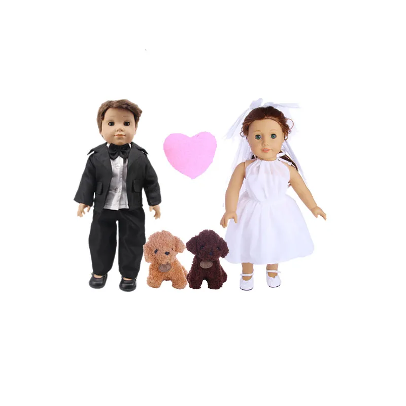

Doll accessories, plush toy dog, lead fit 18 inch American 43 cm doll, baby toys, Christmas, birthday gift